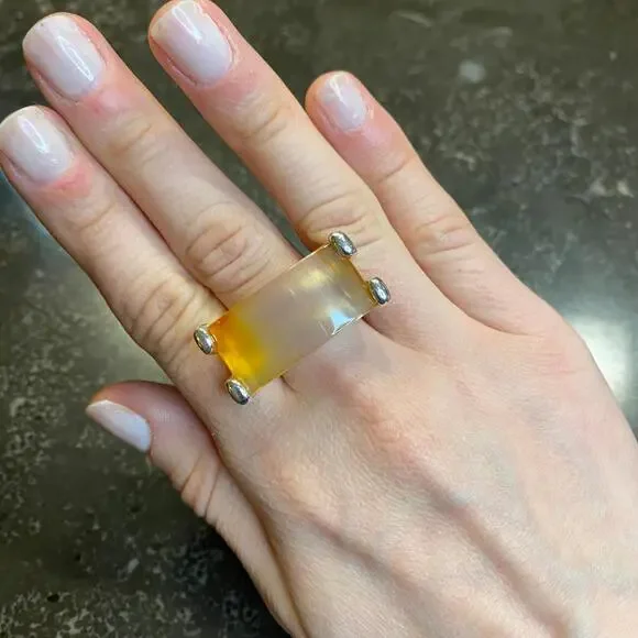 Natural Agate Oversized Ring Size 8 - Picture 2 of 5